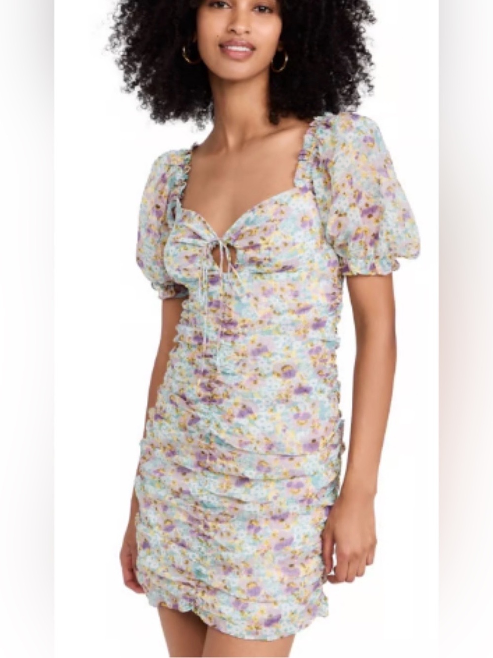 Anthropologie Endless Rose Purple
Multi Puff Sleeve Ruched Mini Dress. Sz Large